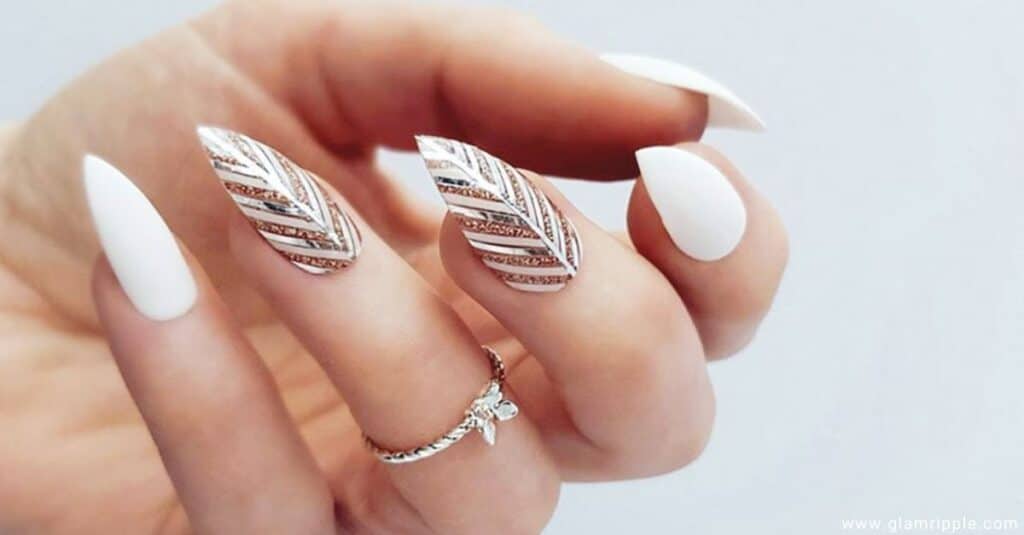 French Tips with Elegant Swirl Designs