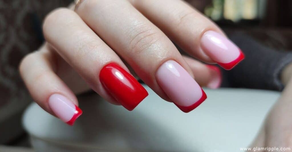 Valentine’s Day: White Tips with Red Heart Accents