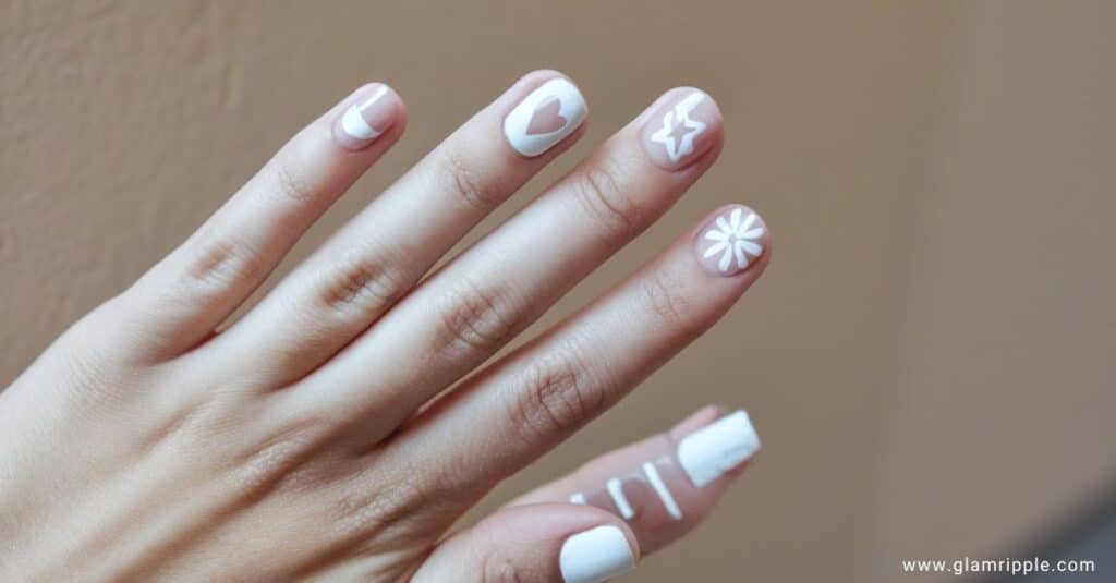 Textured White Nails