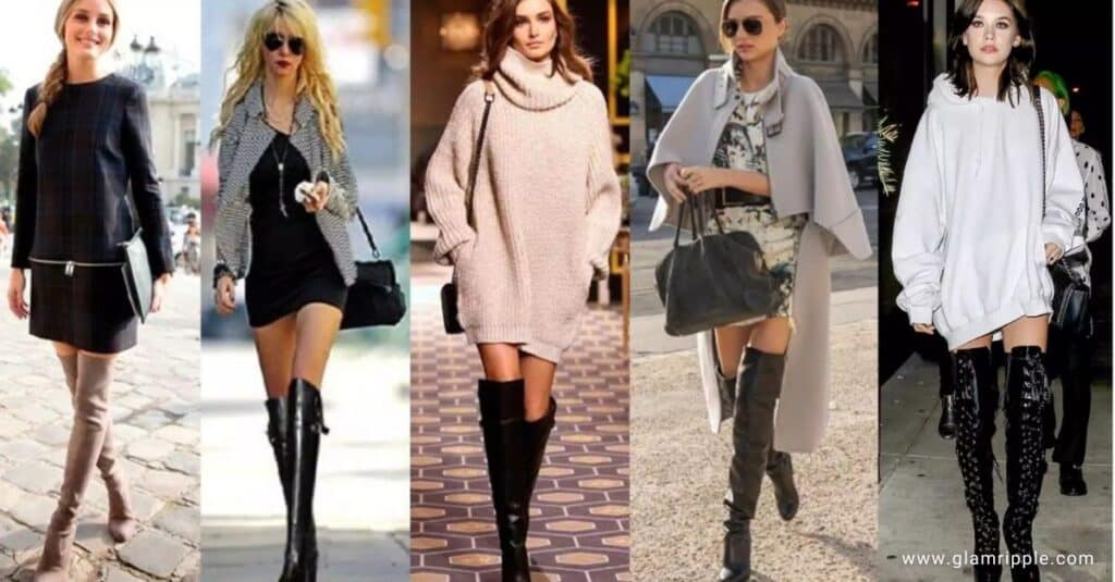 Sweater Dress with Knee-High Boots