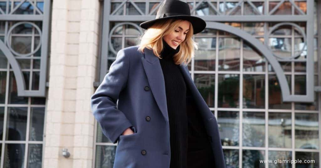 Long Wool Coat with Knit Dress or Tights