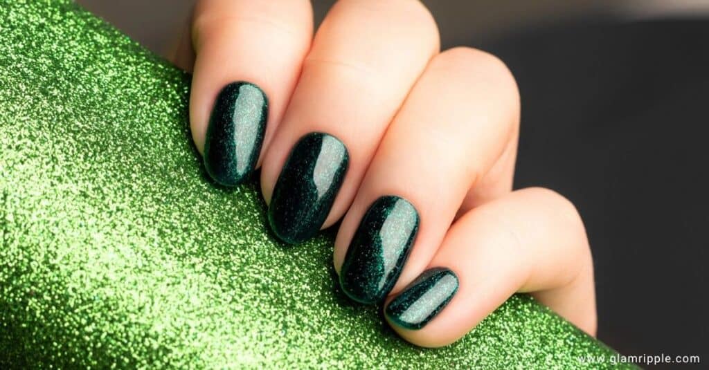 Green Glitter Nails