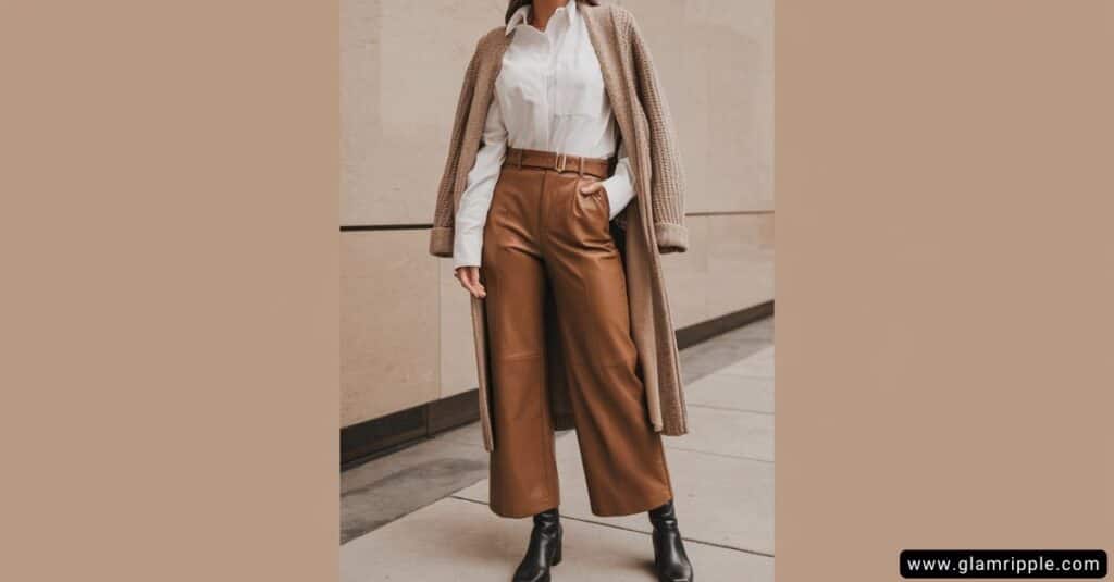 Effortlessly Stylish: Date Night Outfits with Brown Leather Pants