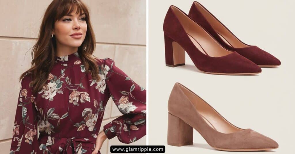 What Color Shoes to Wear with a Burgundy Dress & Outfits