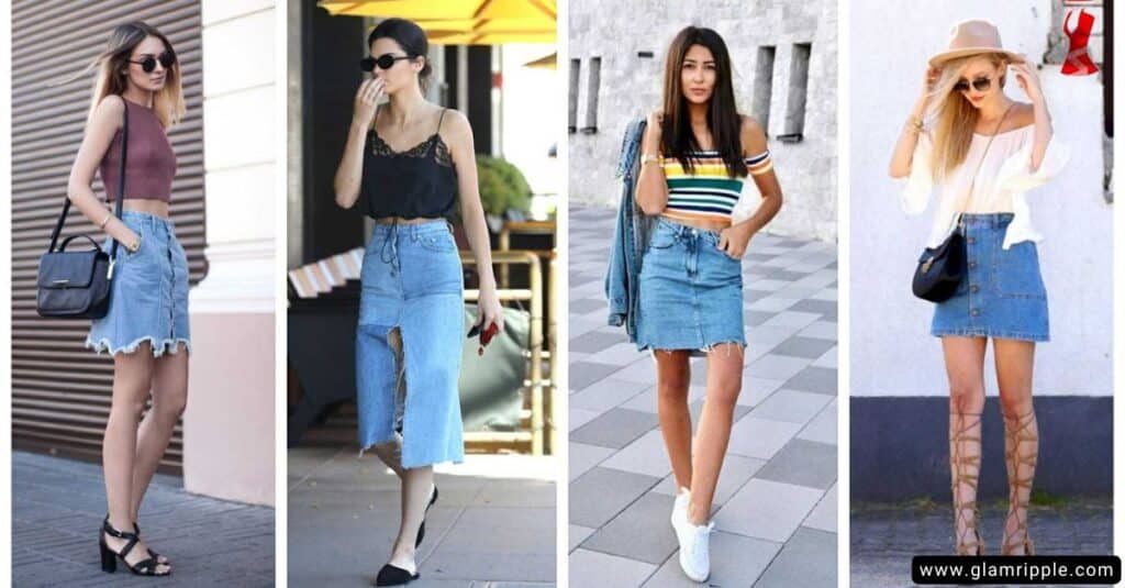 Long Denim Skirt Outfit Ideas for Summer