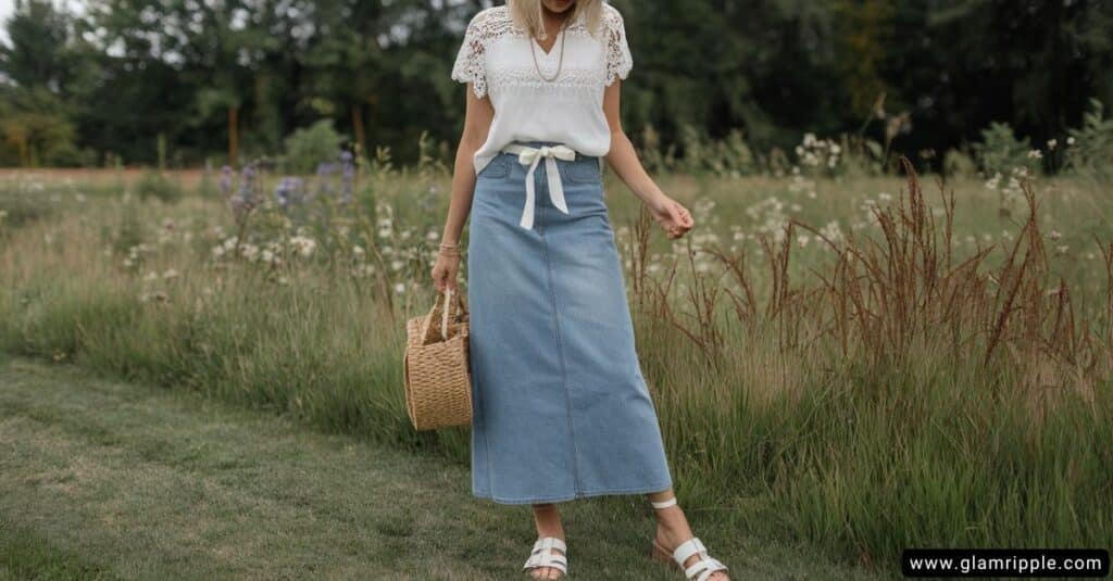 Mixing Prints and Patterns with Denim Skirts