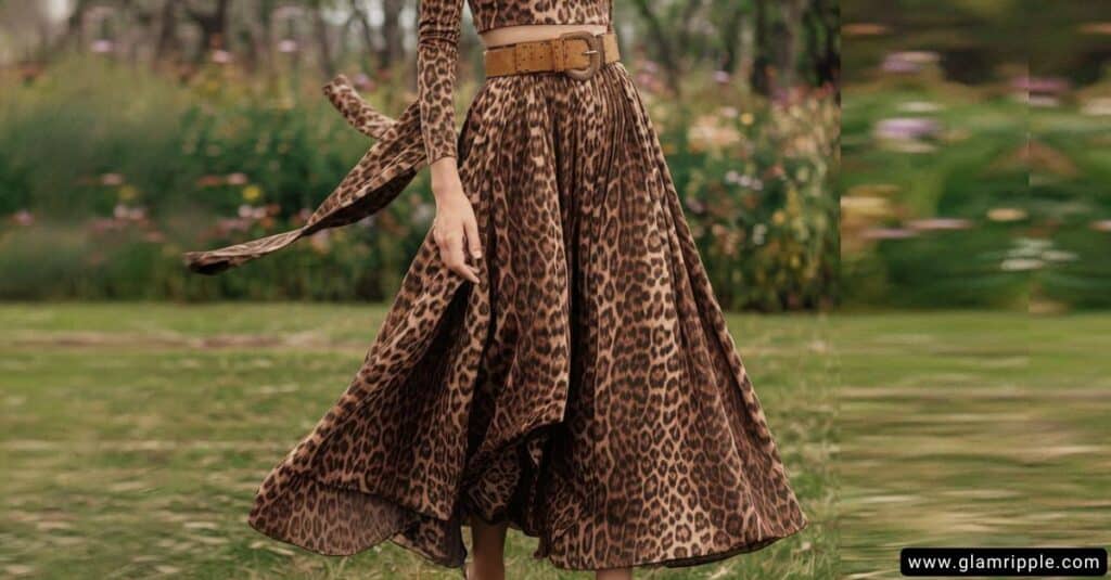 Leopard Skirt with Green for a Fresh Twist